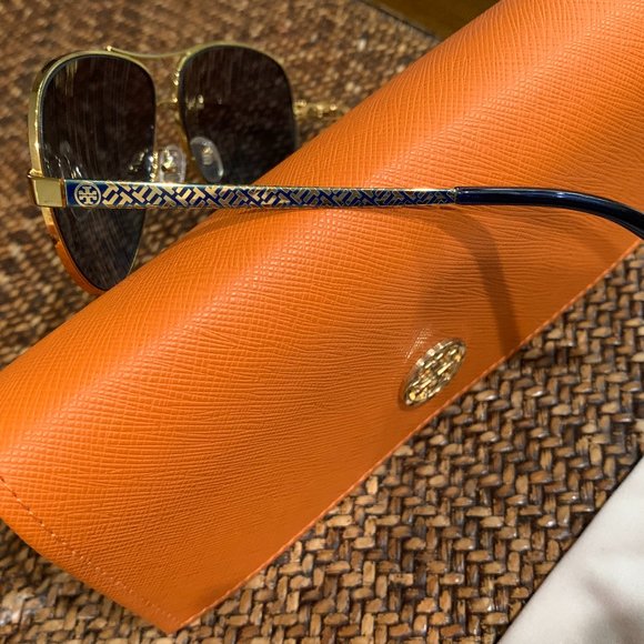 Tory Burch Aviator Blue and Gold Sunglasses - Picture 5 of 7